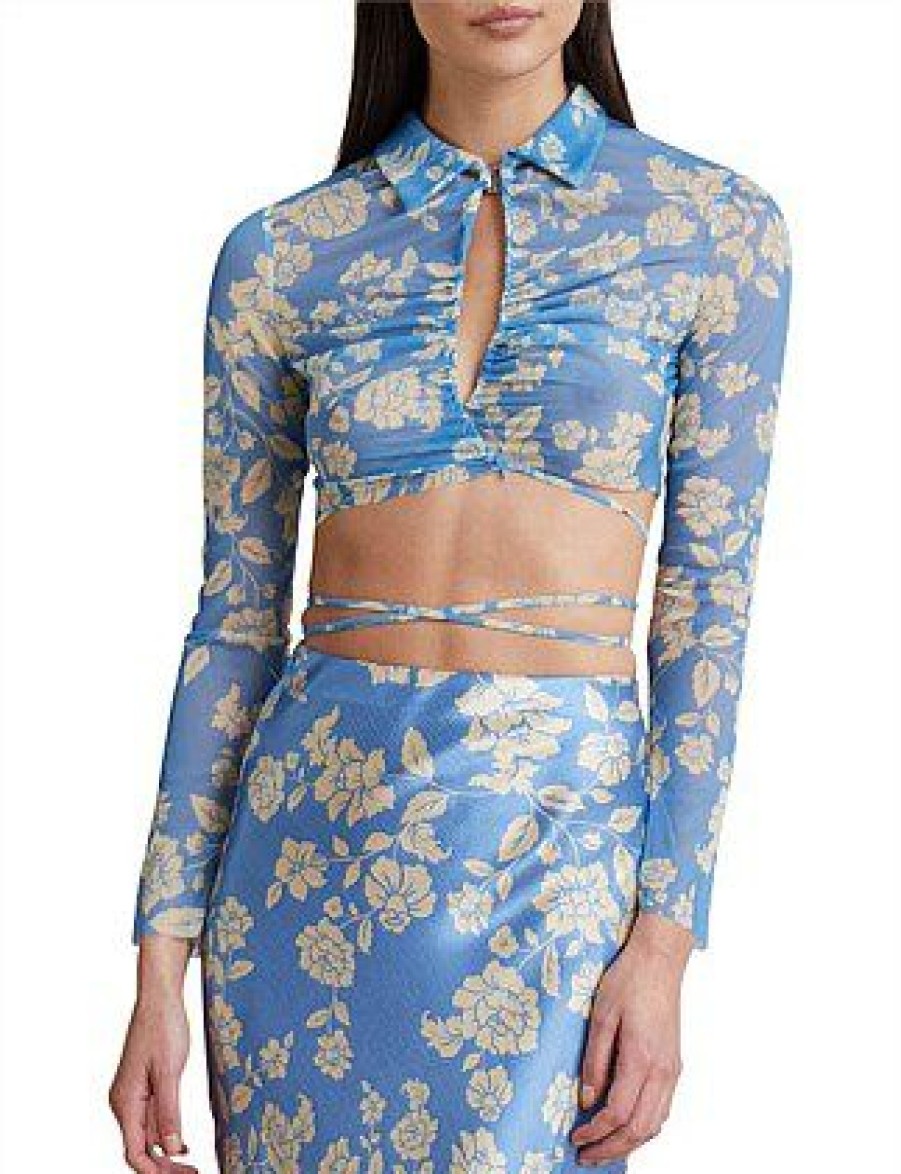 Bikini * | Blossom Long Sleeve Top Sale Blue Print