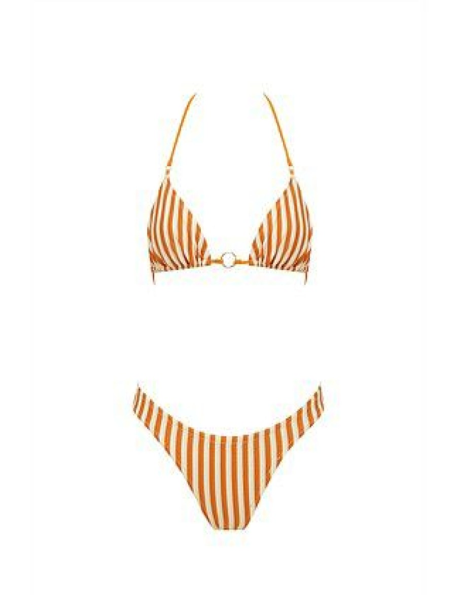 Bikini * | Barbara Bikini Top Sale Chocolate Stripe