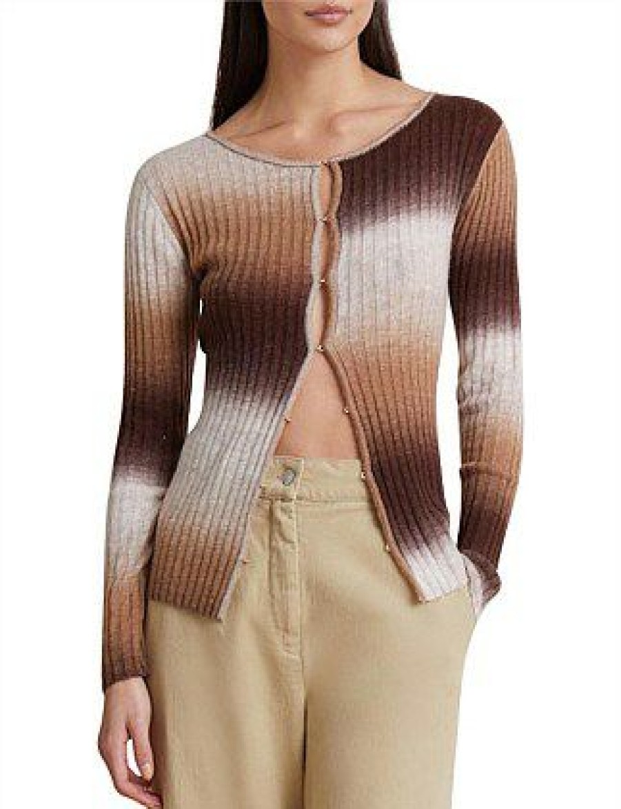 Bikini * | Alana Long Sleeve Knit Cardigan Promotion Choc Gradient