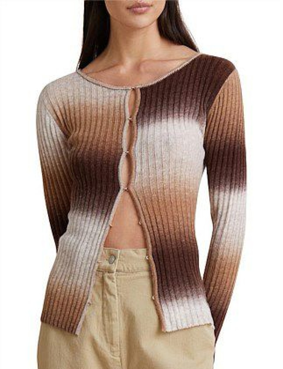 Bikini * | Alana Long Sleeve Knit Cardigan Promotion Choc Gradient