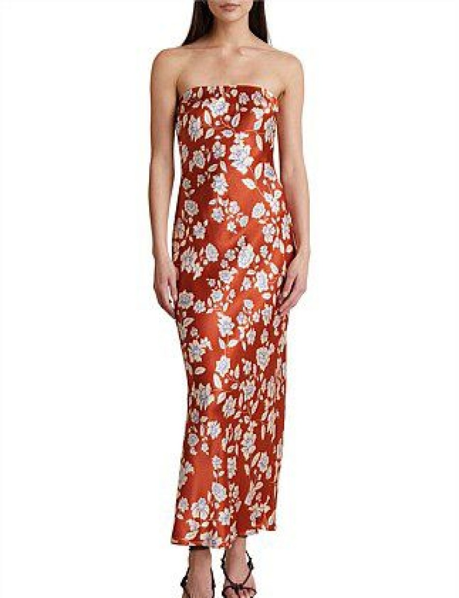 Bikini * | Blossom Strapless Maxi Dress Promotion Rust Print