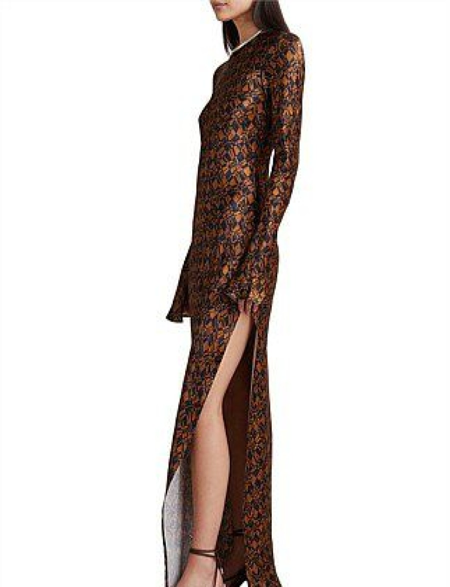 Bikini * | Checkmate Long Sleeve Maxi Dress Sale Print