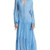 Bikini * | Charlotte Long Sleeve Maxi Dress Discount Sky Blue