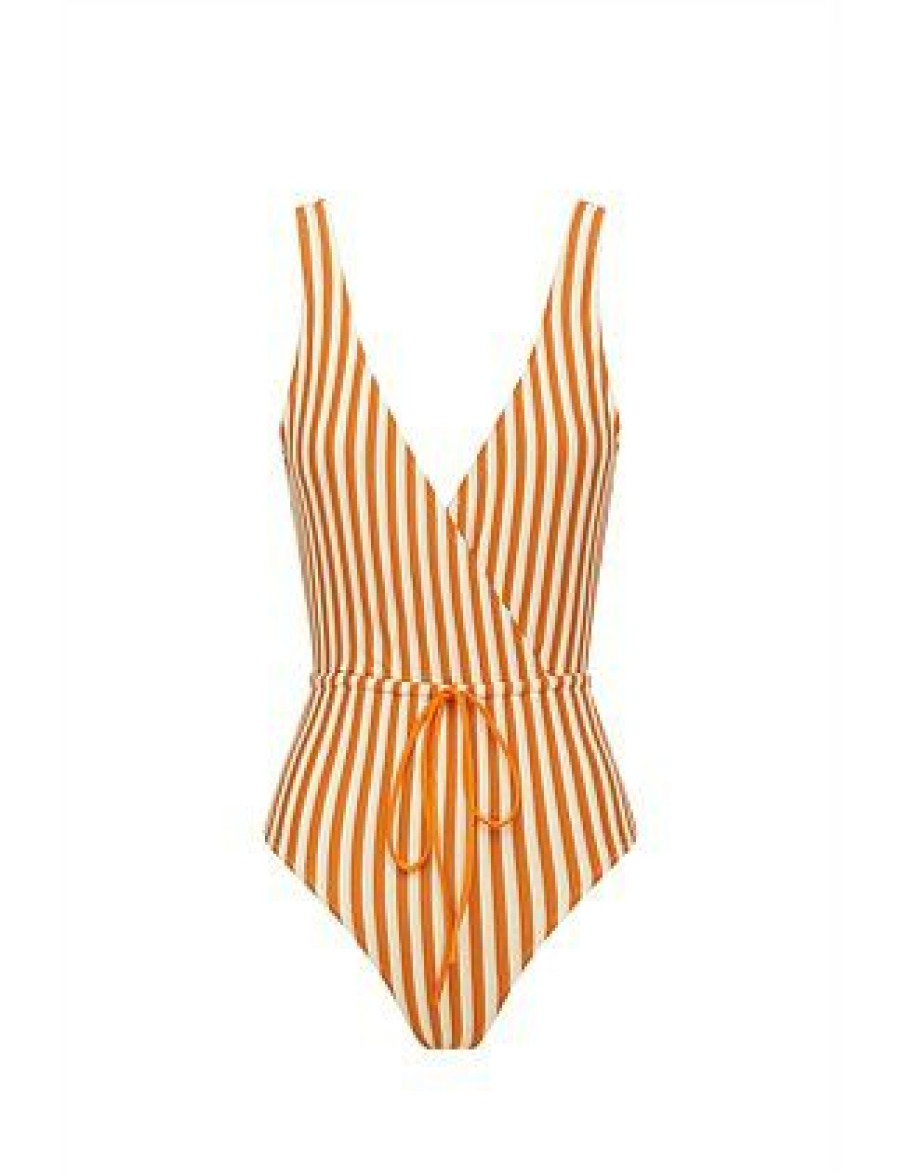 Bikini * | Barbara One Piece Swimsuit Discount Chocolate Stripe