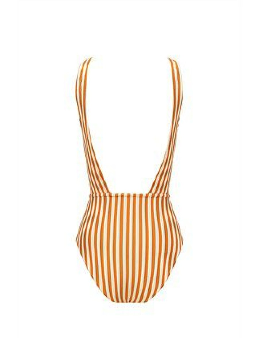 Bikini * | Barbara One Piece Swimsuit Discount Chocolate Stripe