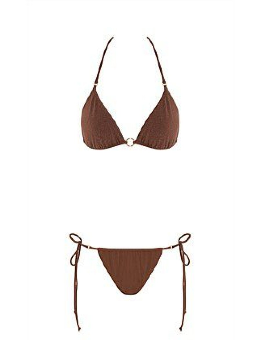 Bikini * | Jaffa Tie Ring Bikini Bottom Discount Chocolate