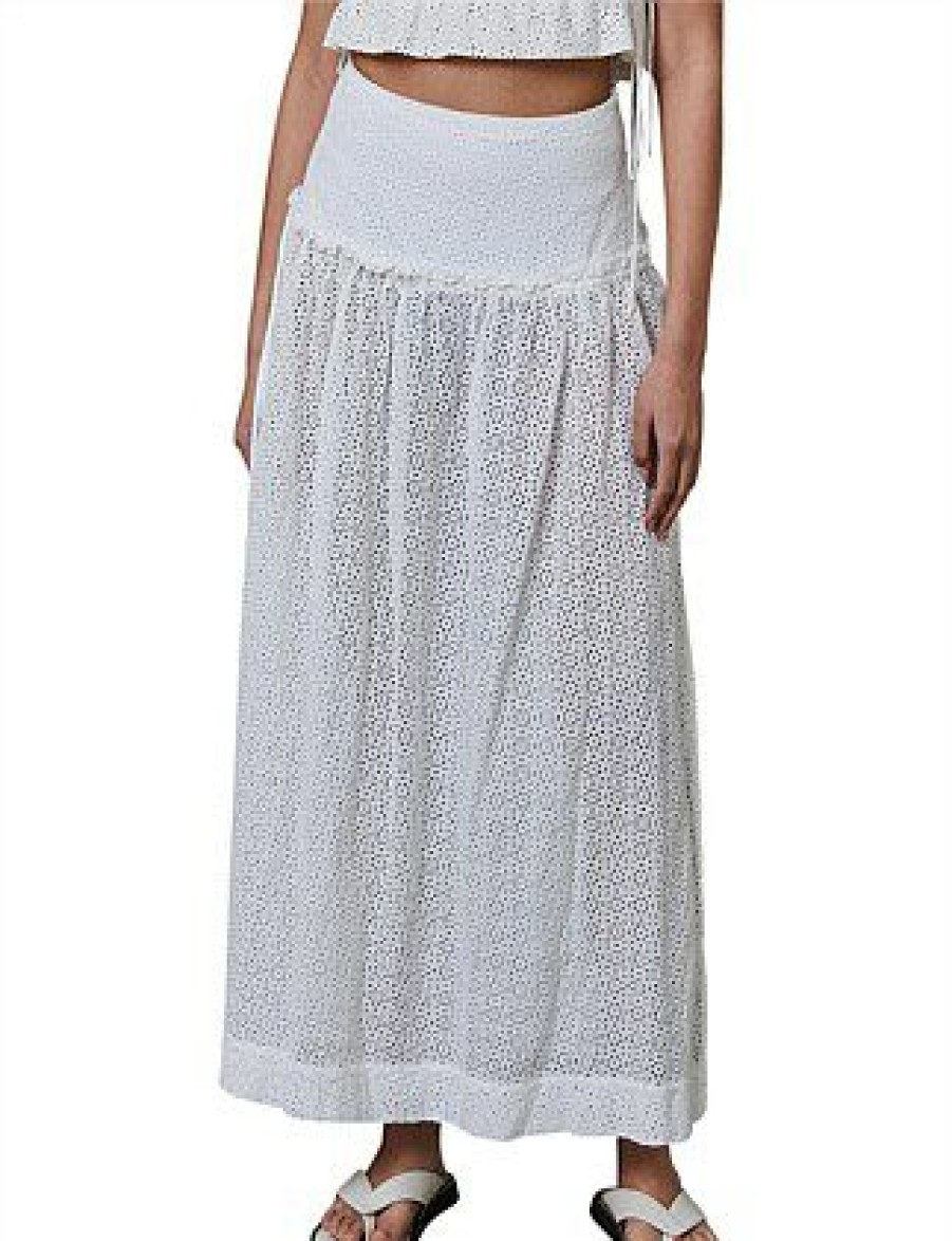 Bikini * | Daisy Chain Cotton Midi Skirt Promotion Ivory