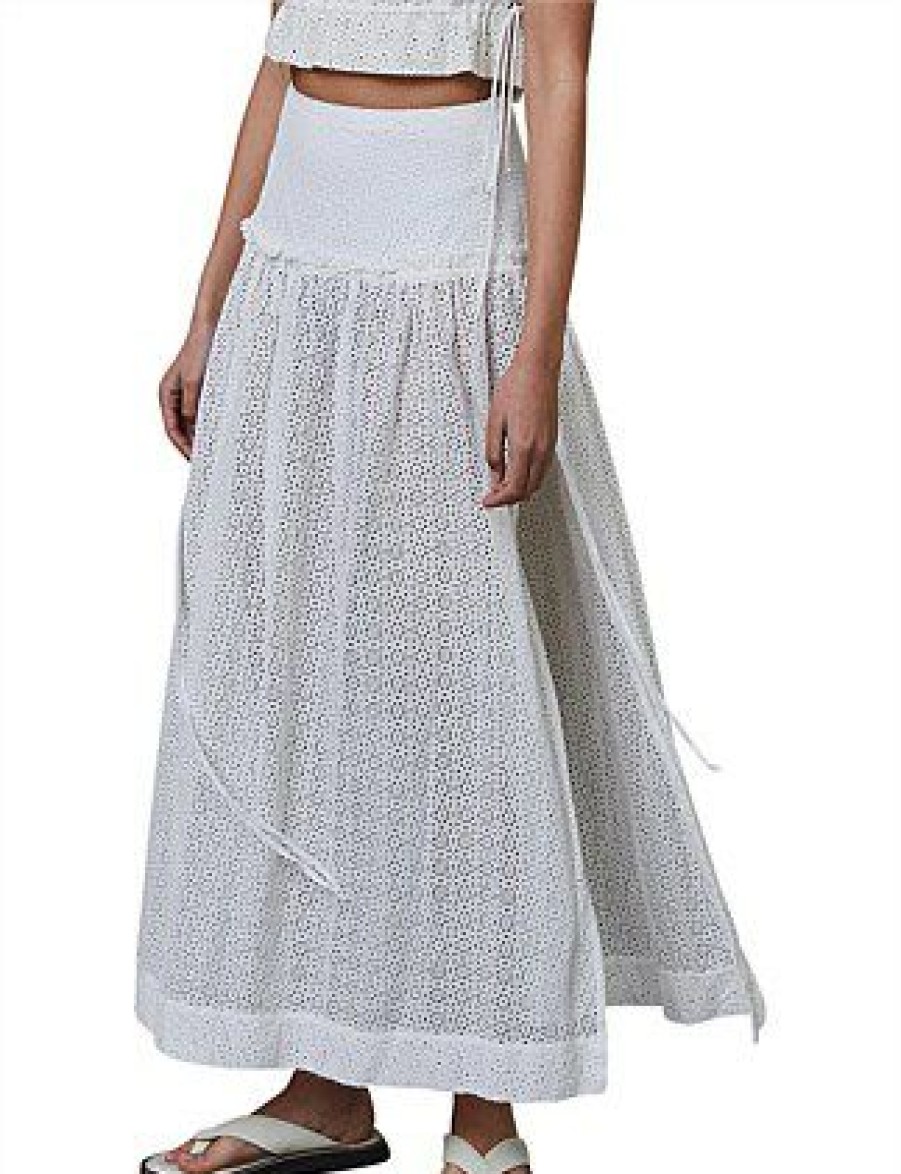 Bikini * | Daisy Chain Cotton Midi Skirt Promotion Ivory