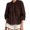 Bikini * | Alexandra Long Sleeve Blouse Discount Chocolate