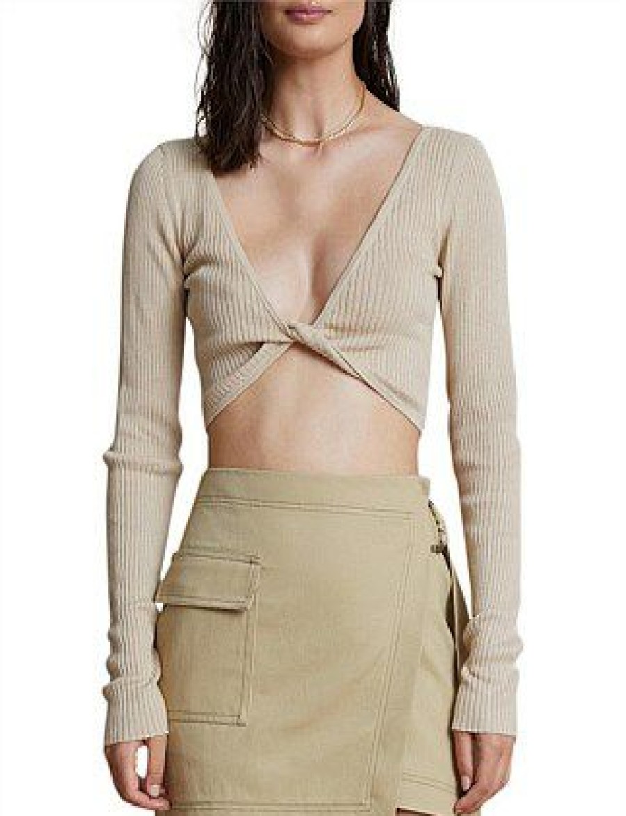 Bikini * | Riviera Long Sleeve Knit Top Discount Sand