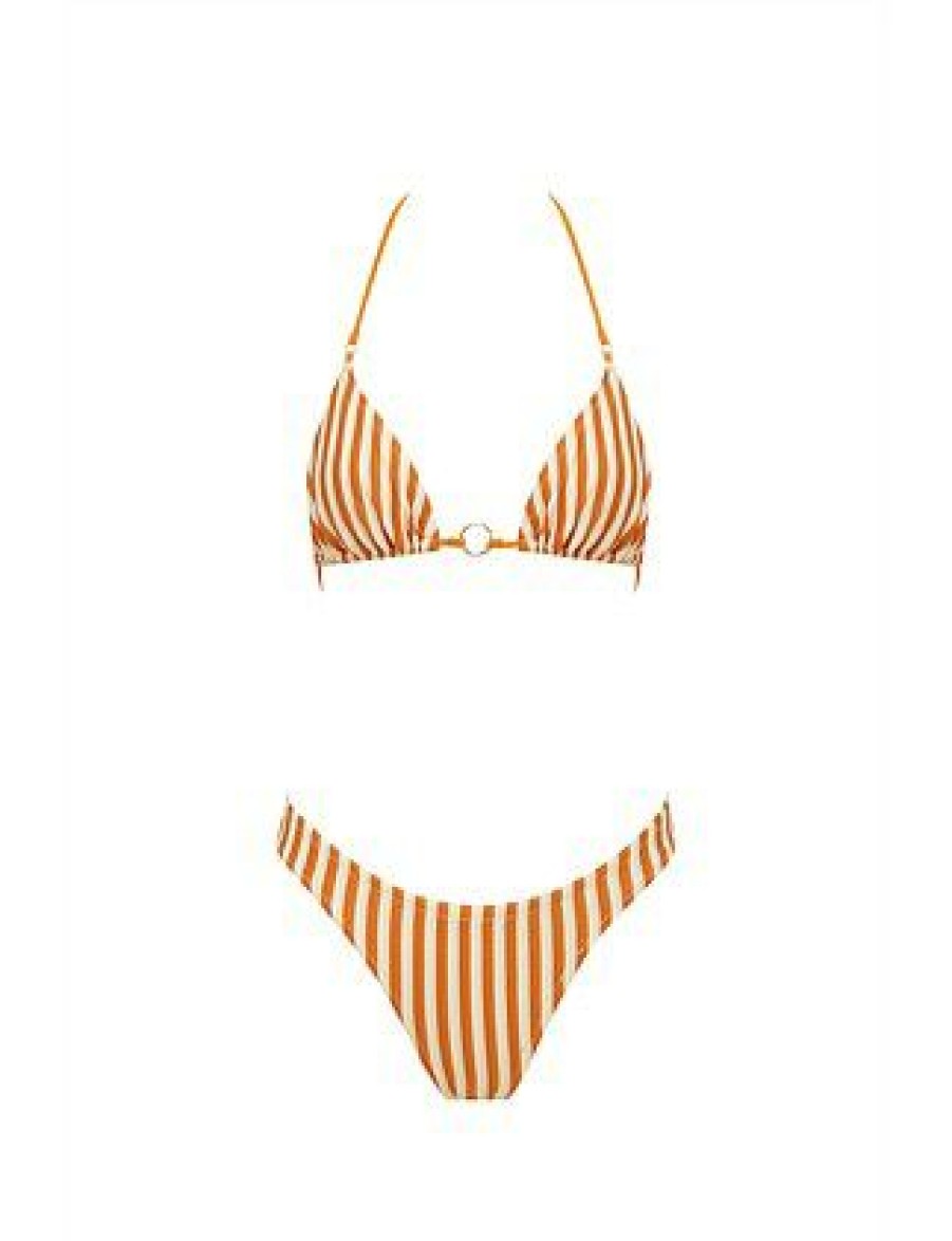 Bikini * | Barbara Bikini Bottom Sale Chocolate Stripe