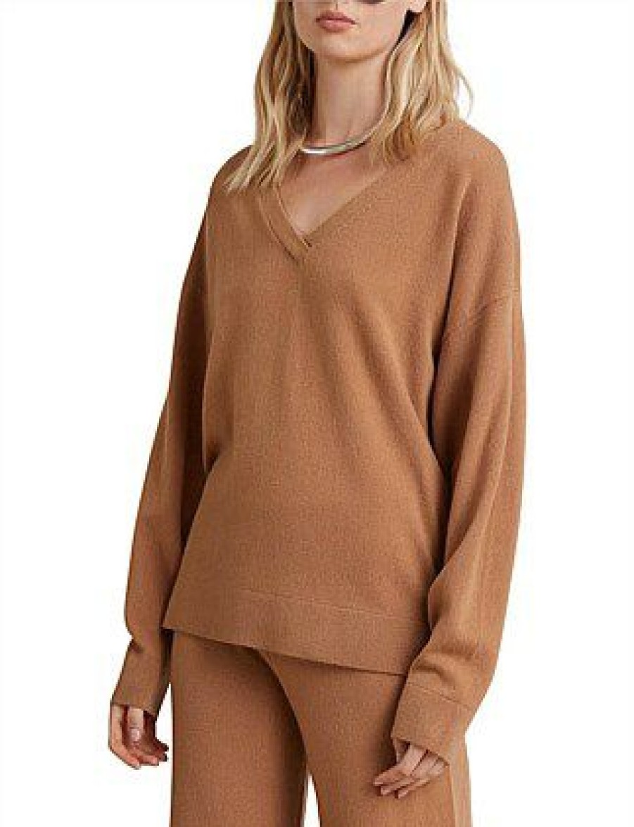 Bikini * | Ladina Knit Long Sleeve Top Discount Camel