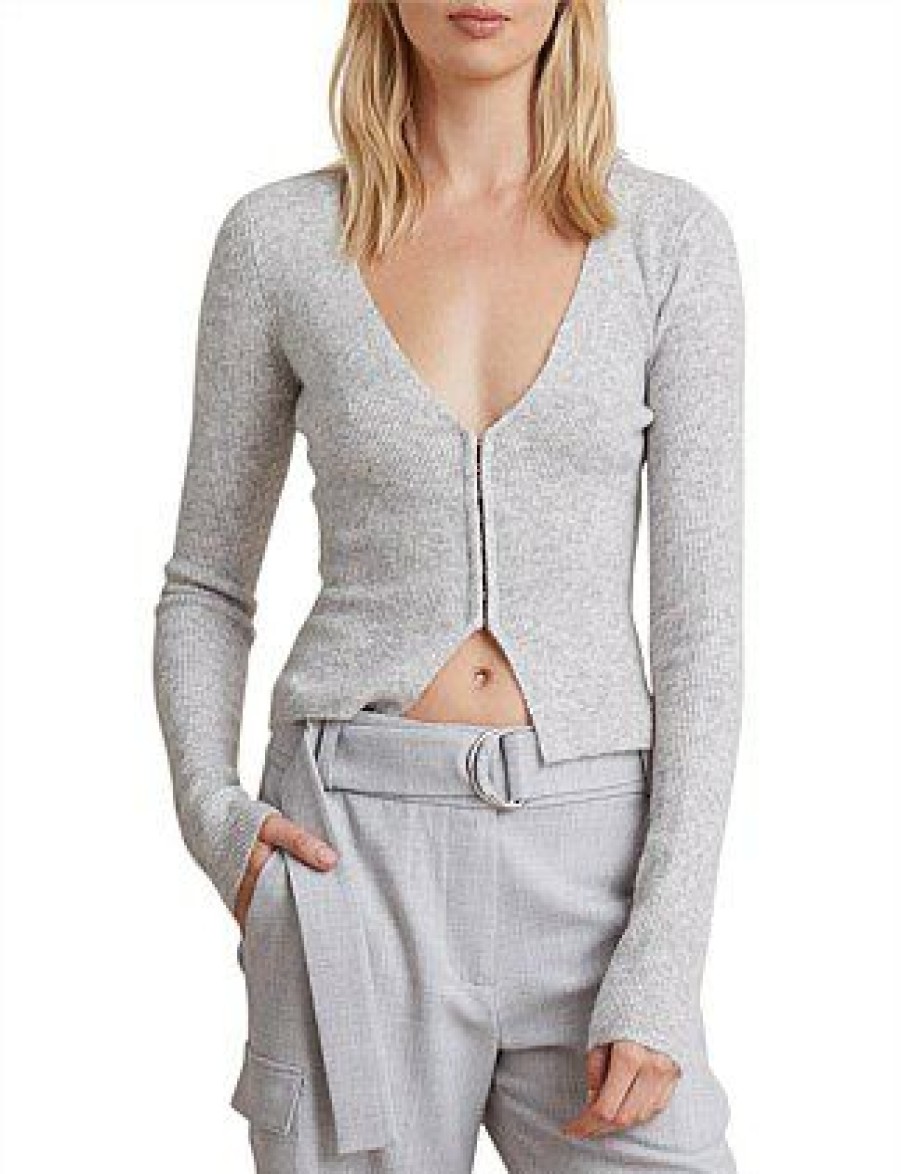 Bikini * | Jacinta Knit Cardigan Discount Grey Marle