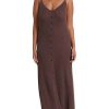 Bikini * | Wild Side Button Maxi Dress Sale Chocolate