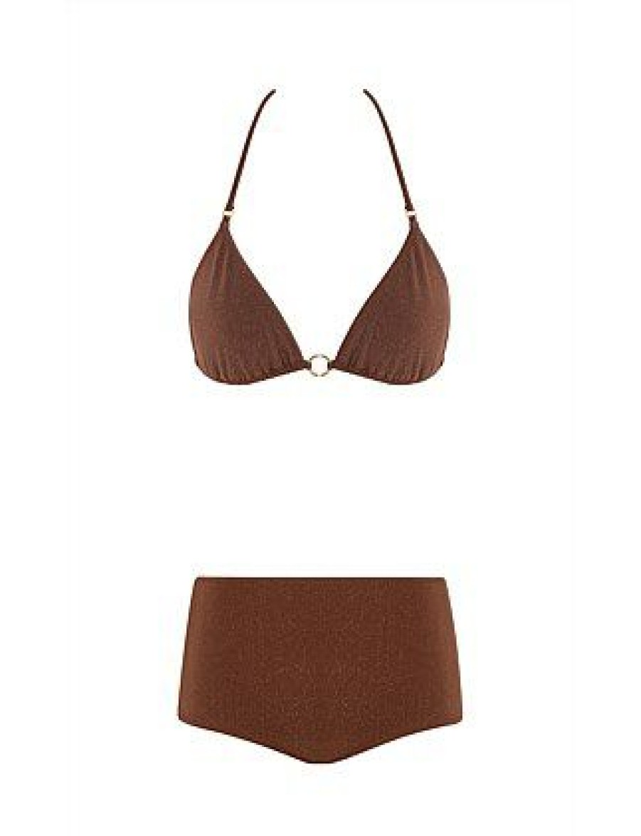 Bikini * | Jaffa Triangle Ring Bikini Top Sale Chocolate